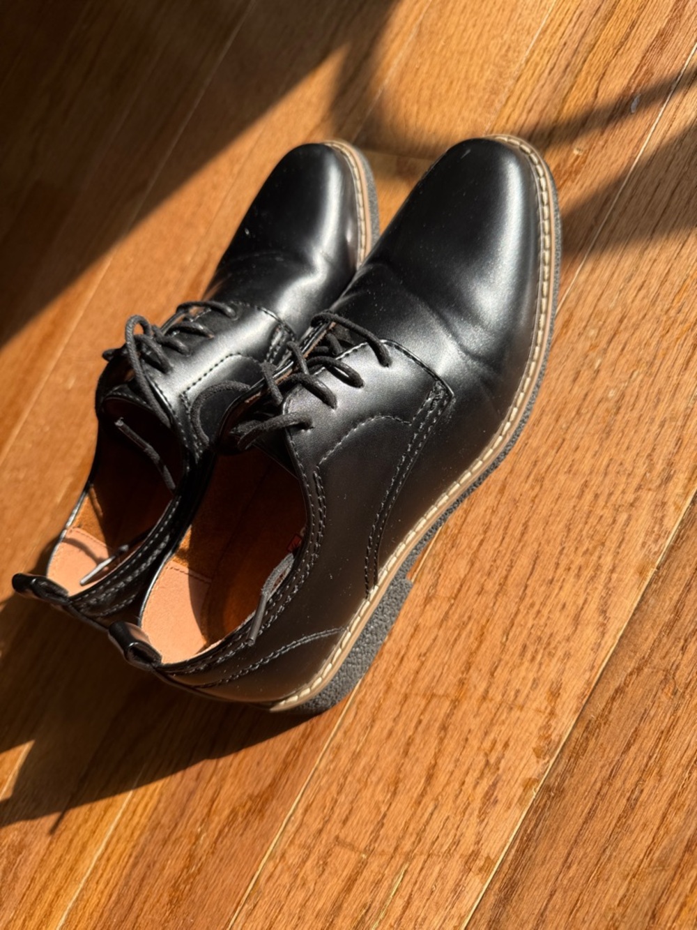 Deer Stags Black Leather Lace-Up Derby Shoes